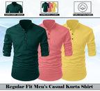 Finivo Fashion Combo Of MenS Cotton Blend Solid Full Sleeve Short Kurta