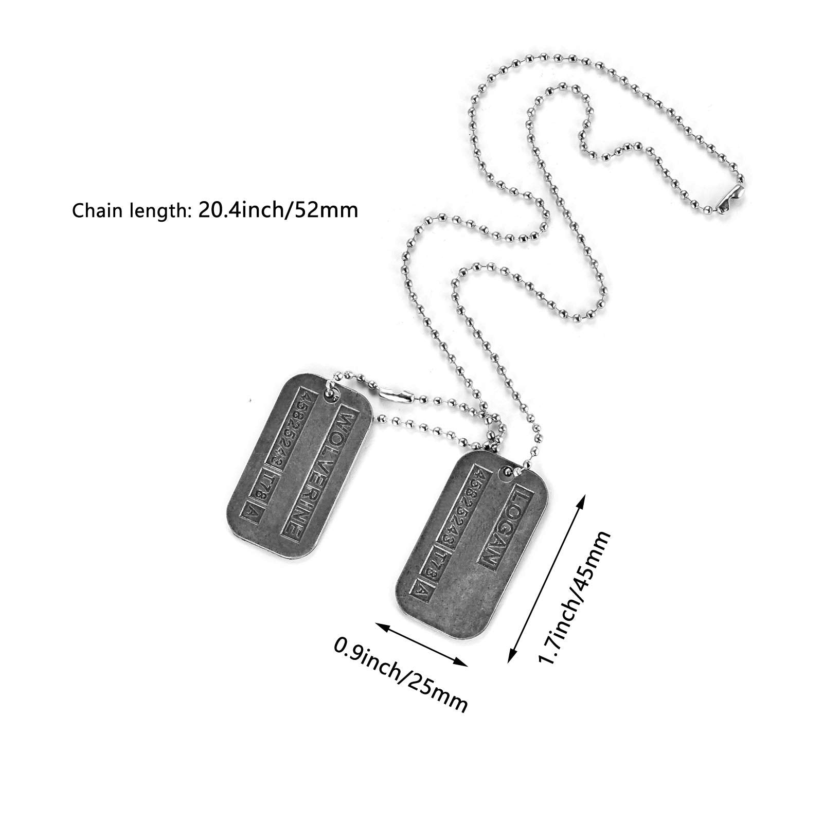 DAYSTART Two Double Sided Wolverine Name Dog Tags on 20 Inch Chain for Wolverine Lover Costume Cosplay Accessory