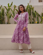 ANNI DESIGNER Women s Kurta, purple, Medium