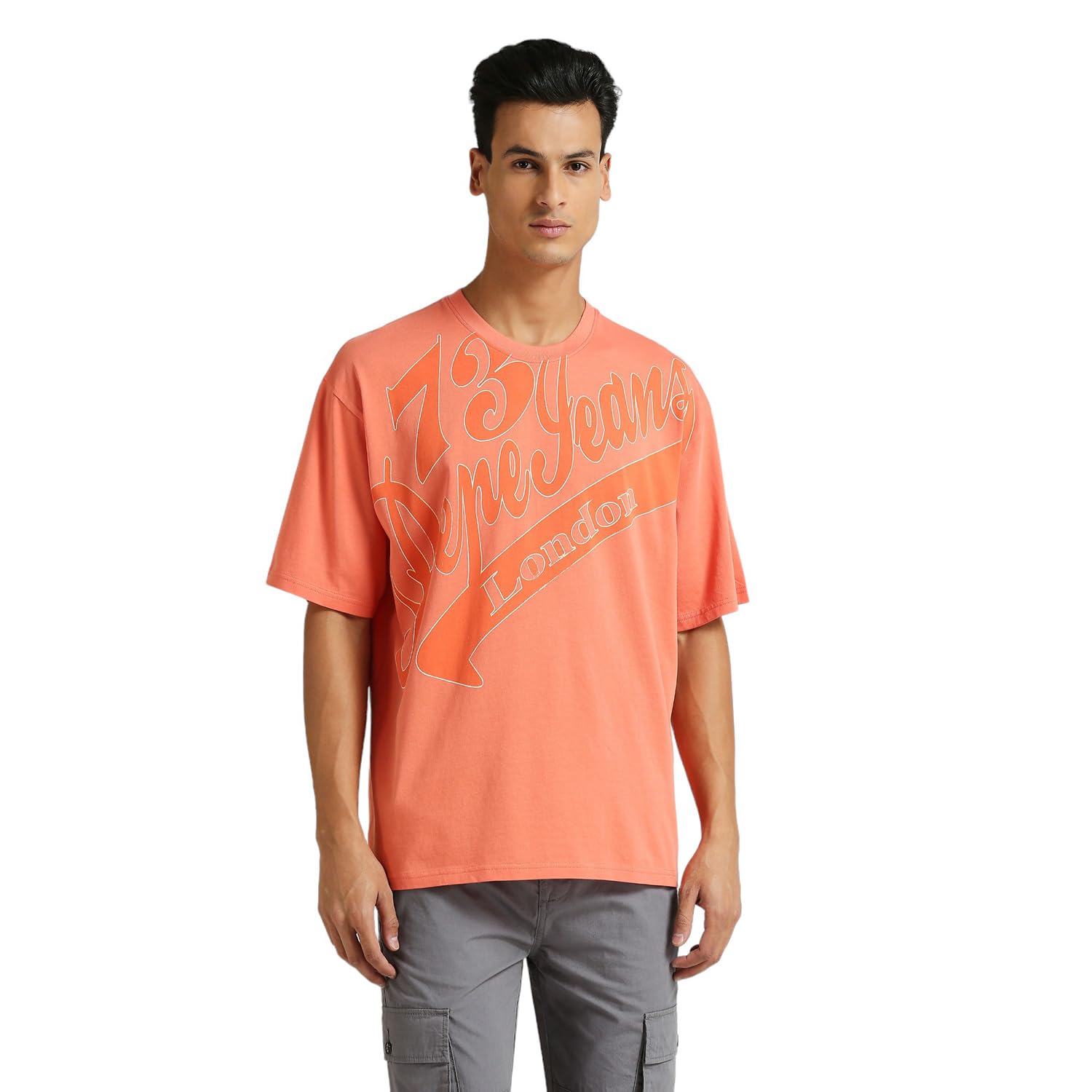 Pepe Jeans MenS Oversized Fit T-Shirt (Pm509658_Peach Orange
