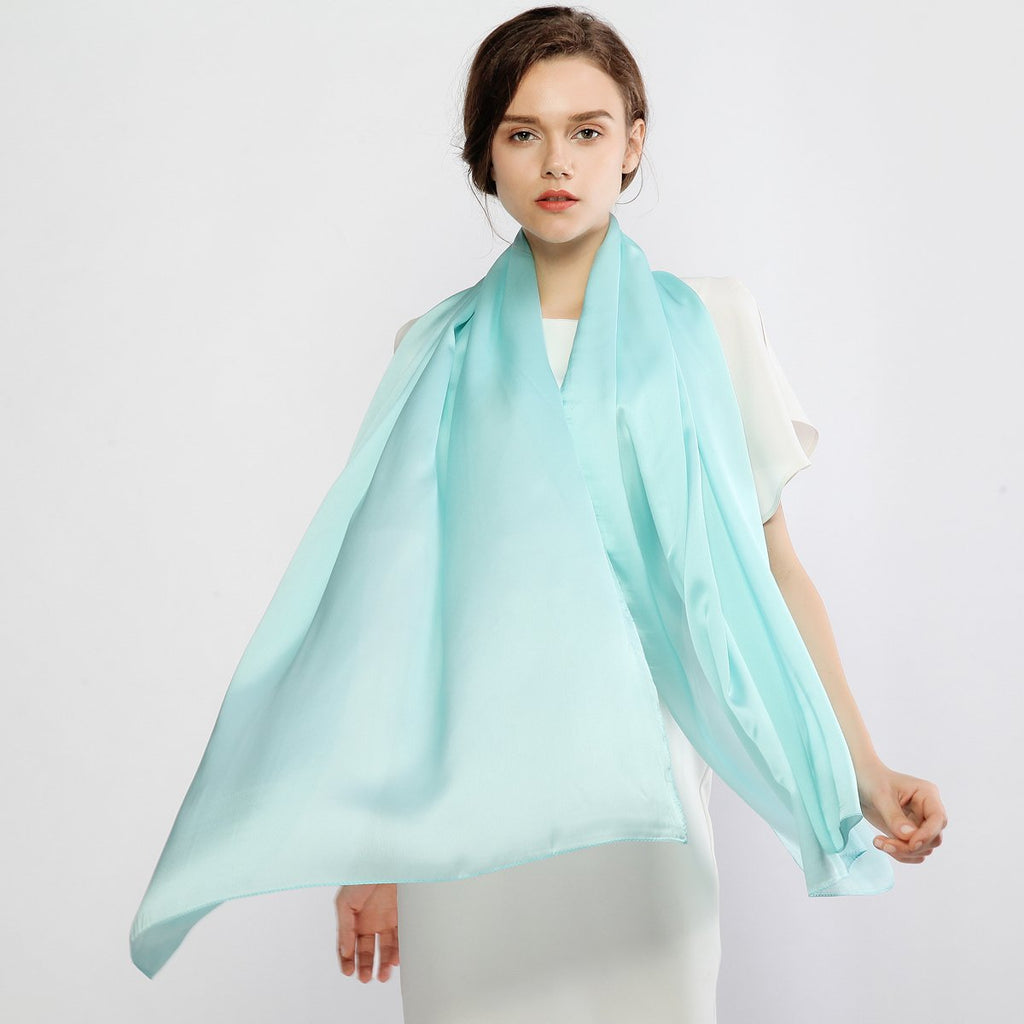 RIIQIICHY Women Shawls and Wraps for Evening Dresses Like Chiffon Turquoise Silk Scarf Formal Silky Pashmina Shawls for Weddings