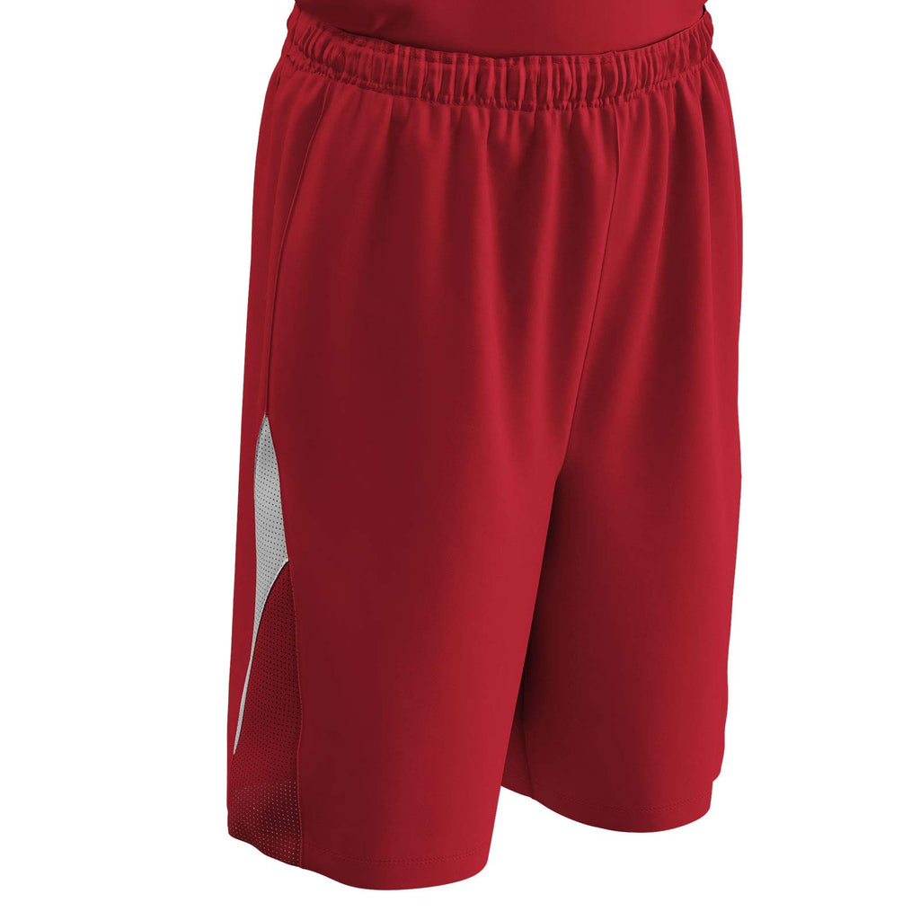 Champro Pivot Reversible Polyester Basketball Short, Youth Small, Scarlet, White