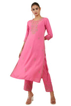 Soch Womens Blush Pink Rayon Floral Embroidered Kurta Set - Xl
