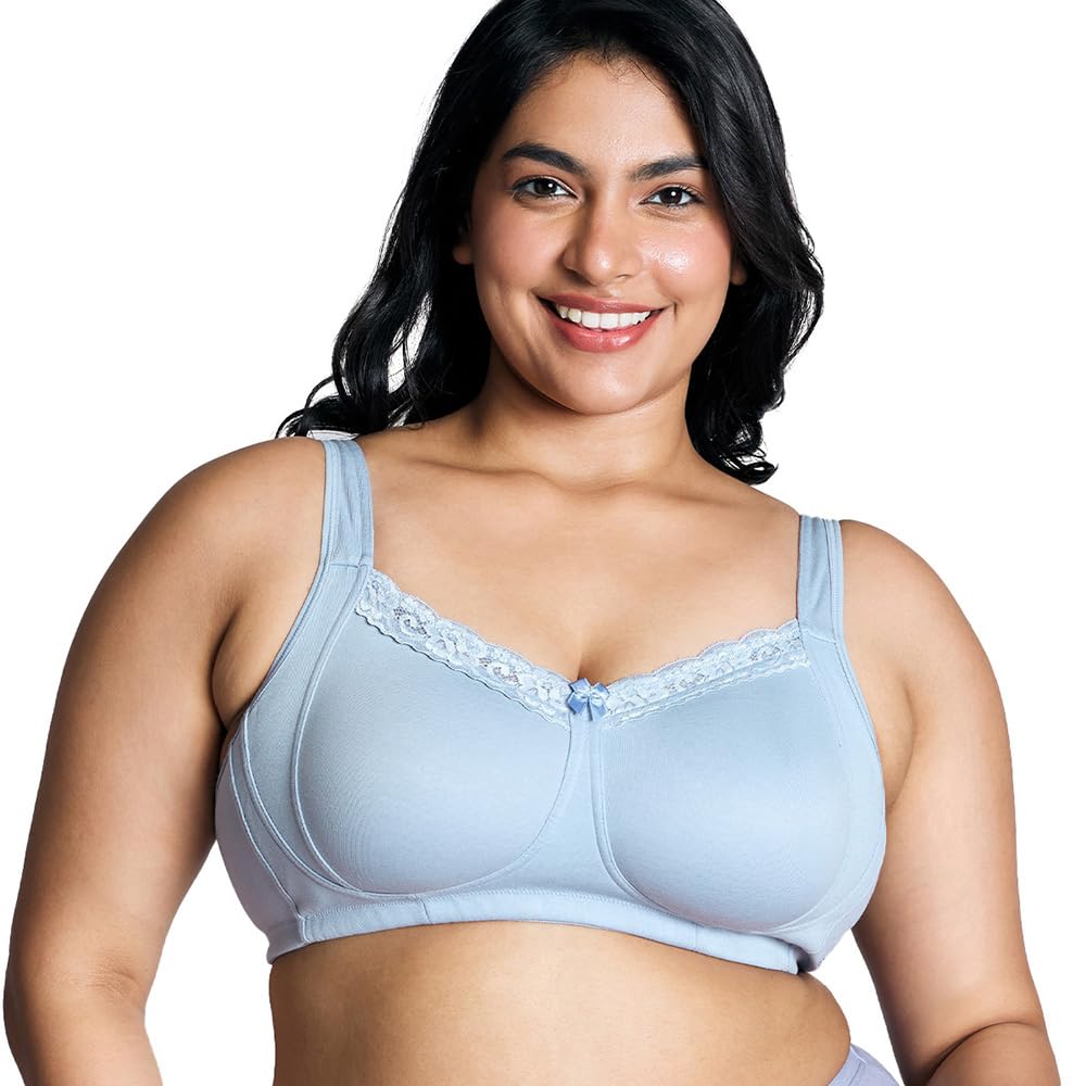 Nykd (Nyb190 Cotton Non Padded & Non Wired Everyday Lace Bra For Women | Full Coverage Bra With Super Soft Wide & Thick Straps -