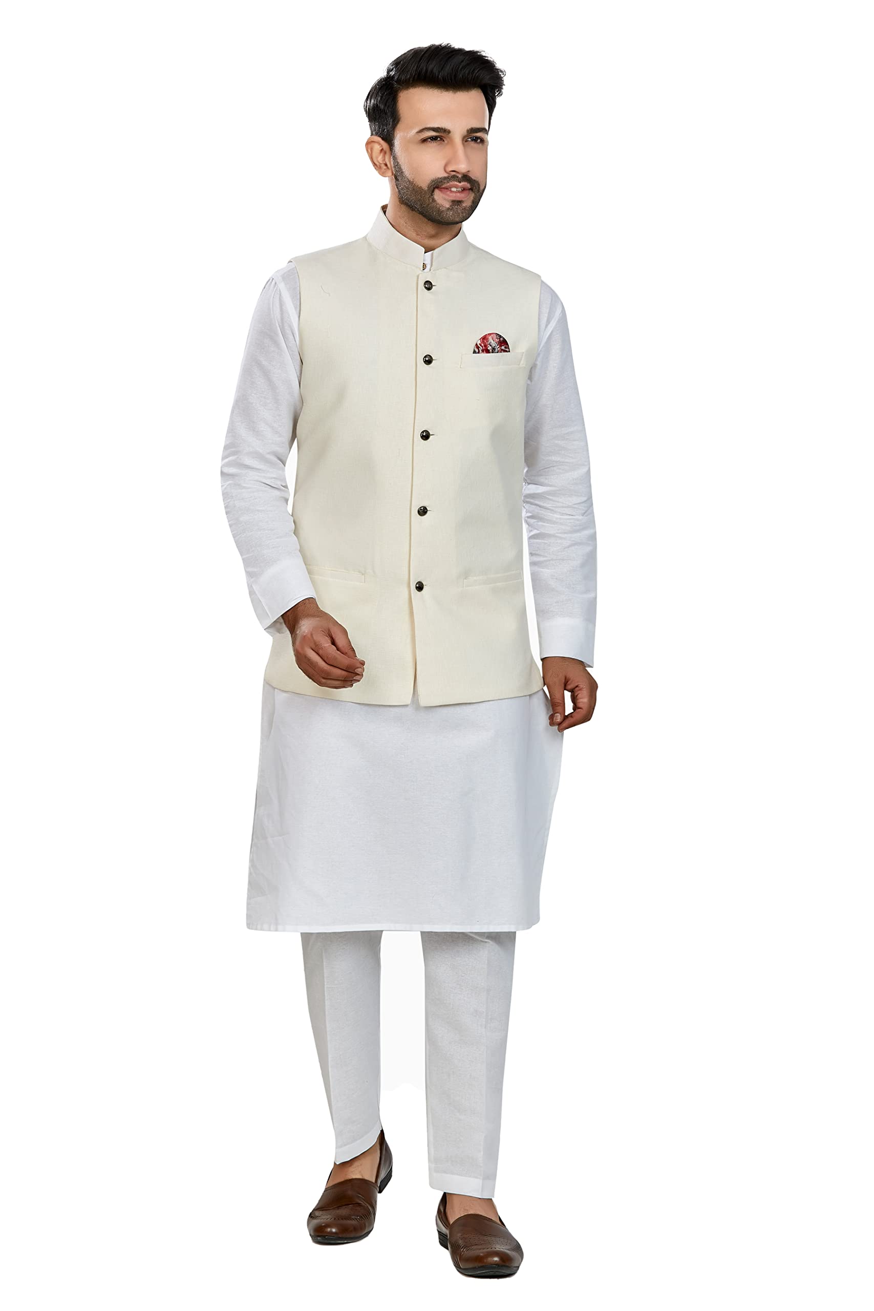 BE ACTIVE Mens Linen Blend Nehru Jacket With Mandarin Collar || Ethnic Koti For Men || Men Koti Formal|| Men Koti Wedding (RFKT