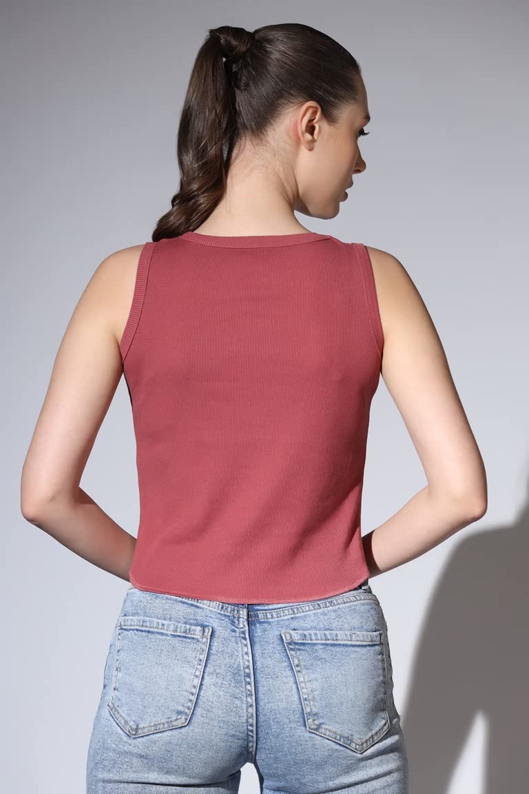 Leriya Fashion Tops For Women | Ribbed Blessed Printed Western Sleeveless Regular Fit Tank Crop Tops For Girls | Casual | Colleg