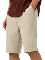 Bewakoof Mens Solid Oversized Fit Cotton Linen Shorts_684292_Brown_XL