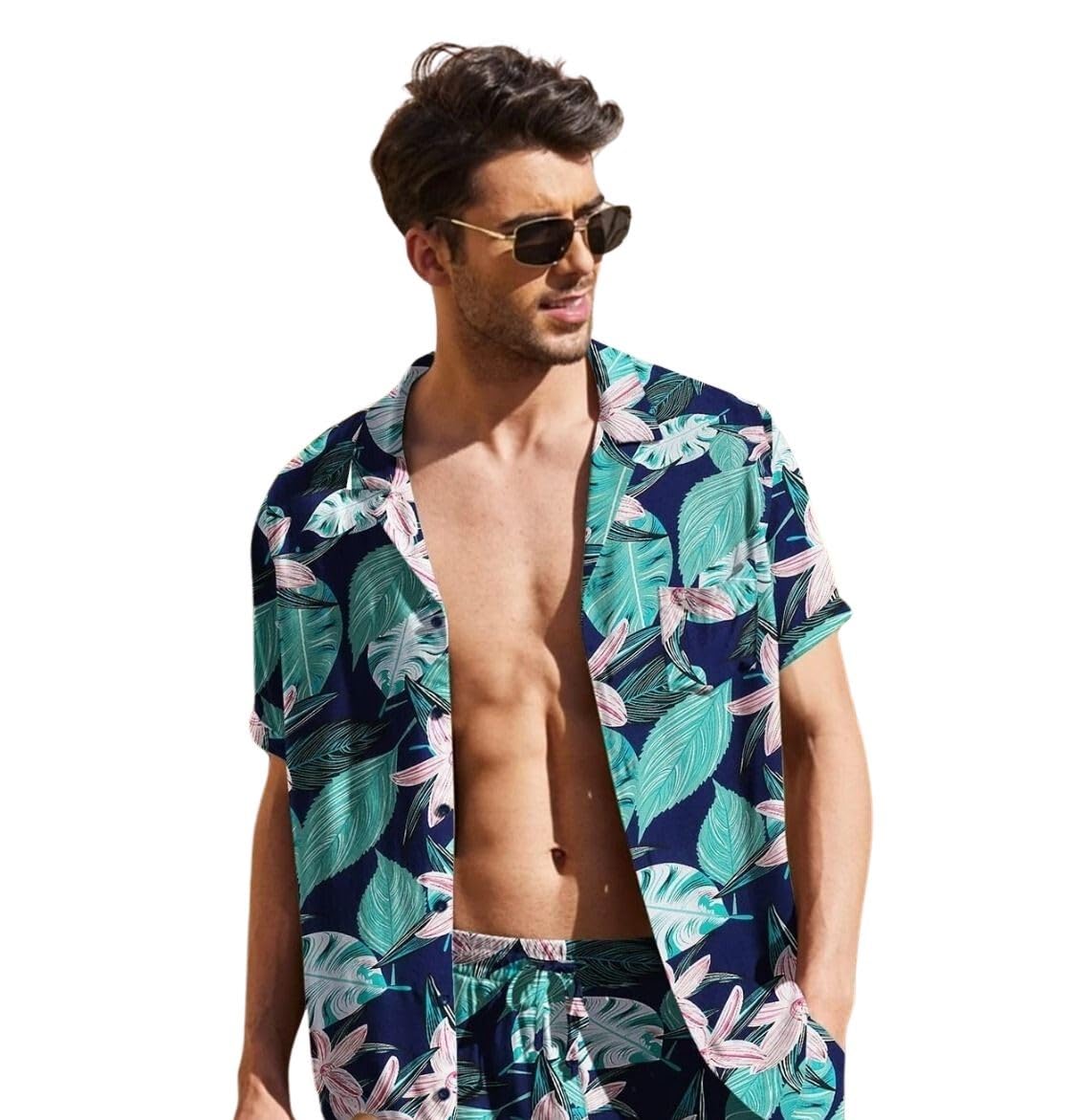 Leriya Fashion MenS Shirts || Rayon Tropical & Striped Printed Shirts For Men || Short Sleeves Shirts || Summer || Camp || Outi