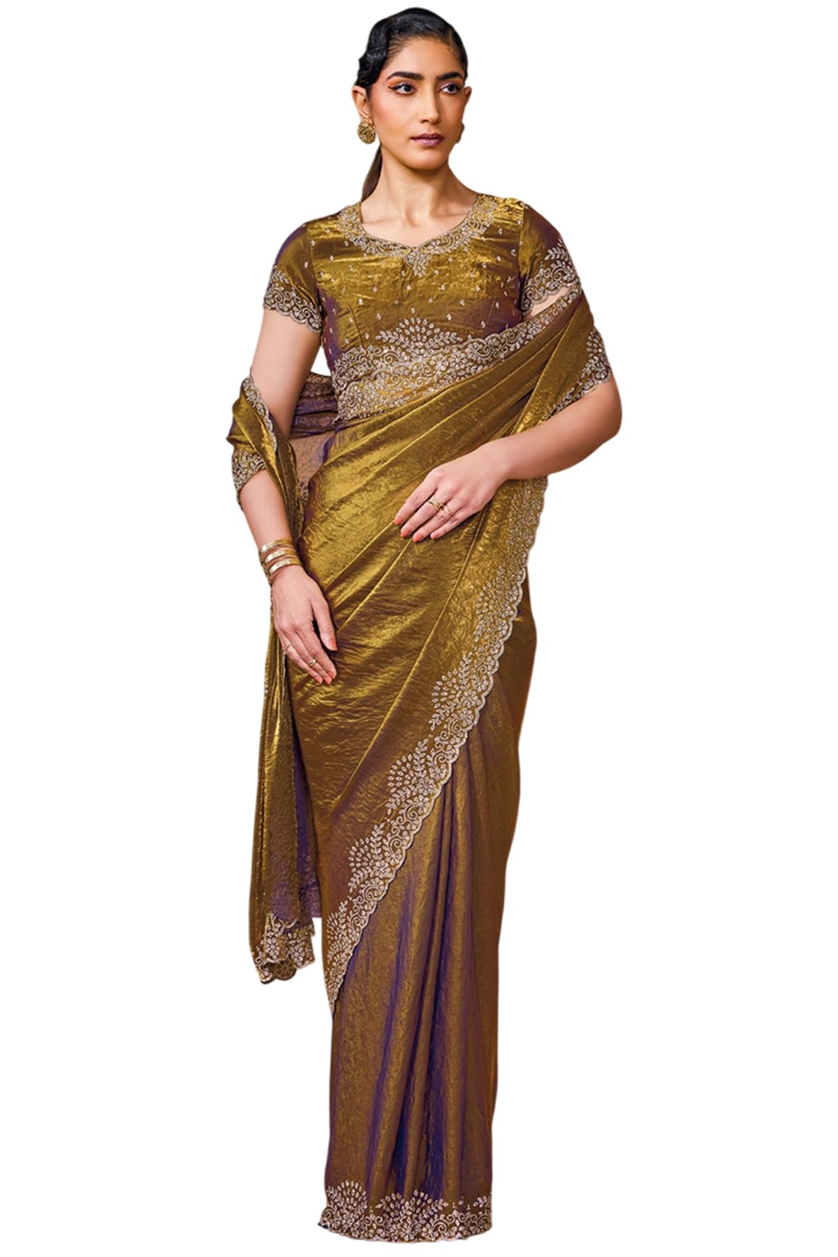 Soch Women Fendy Satin Embellished Saree with Work