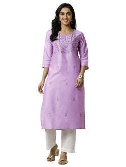 Libas Embroidered Silk Blend Straight-fit Kurta for Women (58390S)