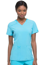 Dickies EDS Essentials Scrubs, V-Neck Womens Tops with Four-Way Stretch and Moisture Wicking Plus Size DK615, 5XL, Turquoise
