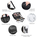 OEWOER Large Makeup Case PU Leather Makeup Bag 3 Layers 16 Inches Professional Makeup Train Case Cosmetic Bag Travel Make Up Bru