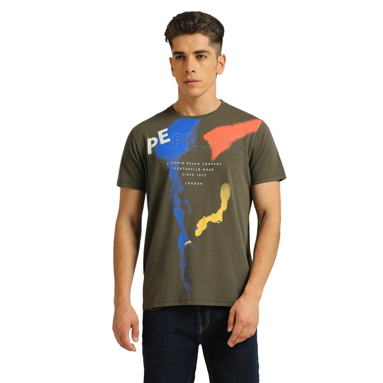 Pepe Jeans Green Graphic Splatter Print Short Sleeve T-Shirt