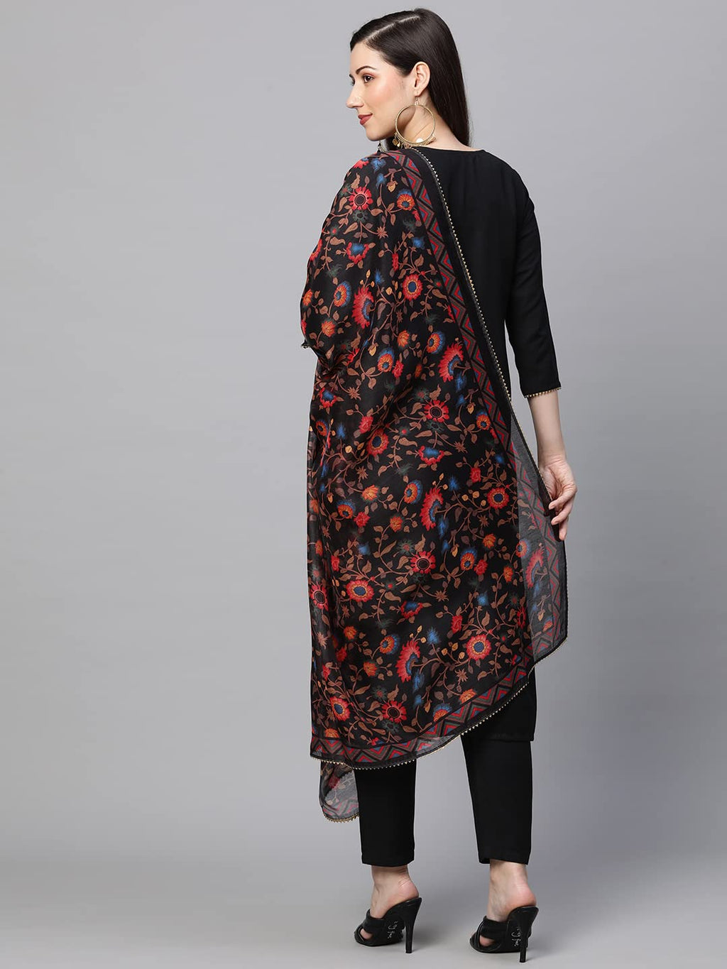 ANNI DESIGNER Womens Cotton Blend Solid Straight Kurta with Pant & Dupatta (Authentic-Black_XXL_Black_XX-Large)