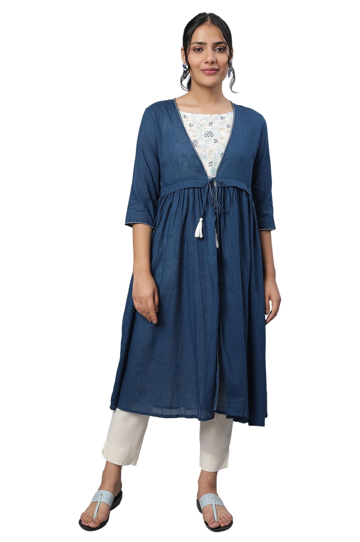 Aurelia Womens Cotton Kurta & Gillet & Trouser (23FEAS14271-604589_Grey