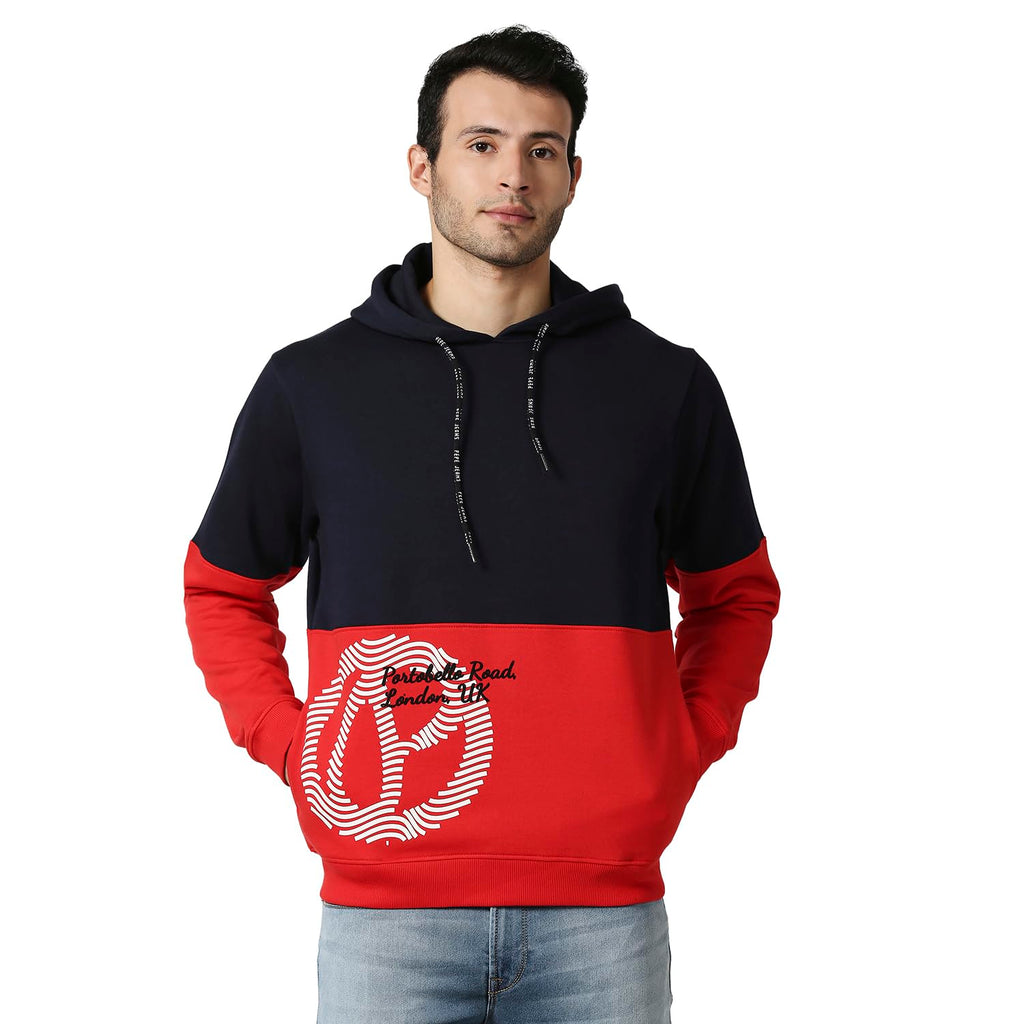 Pepe Jeans MenS Regular Fit Hooded Sweatshirt Navy