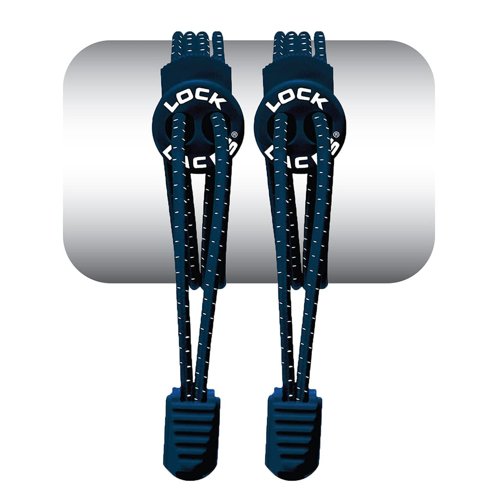 LOCK LACES (Elastic No Tie Shoelaces) (Navy Blue, 48-Inch)