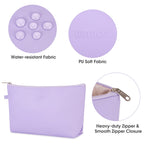 WANDF Cosmetic Bag for Women Makeup bag Organizer Mini Makeup Pouch for Purse Water Resistant Leathe Small(M-Purple)