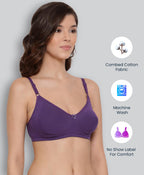 Lyra WomenS Cotton Non Padded Wire Free Seamless Bra Violet