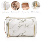 CUBETASTIC Makeup Bag Travel Cosmetic Organizer, Two Opening Way Make Up Bag, Roomy Compact Makeup Pouch Purse for Women and Gir