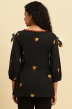 W for Woman Womens Floral Regular Fit Top (23AUW30692-313425_Raven