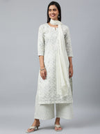 ANNI DESIGNER Women s Kurta with Palazzo and Dupatta, grey, S