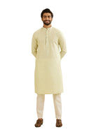 Manyavar Mens Cotton Embroidered|Zari Kurta Pyjama Set (Green,XXXL)