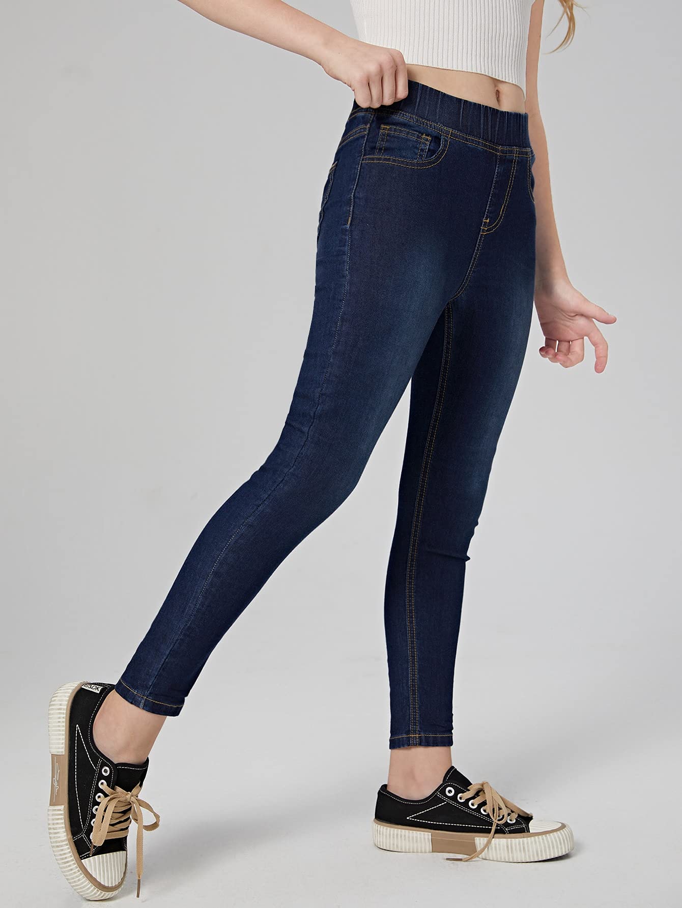 Kotty Girls Regular Fit Cotton Blend Solid Jeans Denim Blue