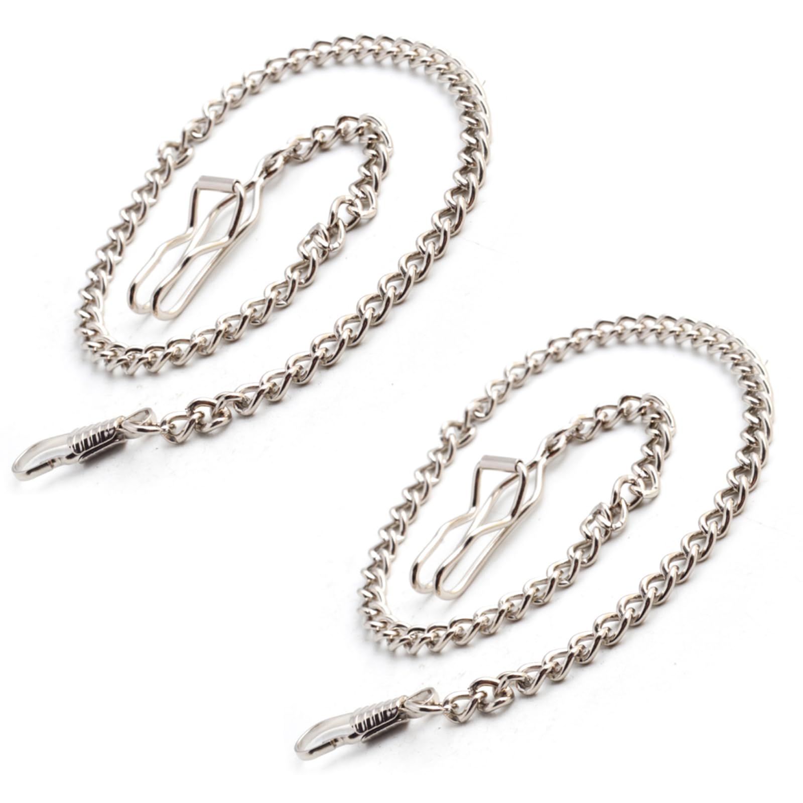 BOSHIYA 2 Pack Clip Pocket Watch Chain Gold/Silver Vintage Metal Alloy Chain Albert Vest Chain Accessory for Your Pocket Watch