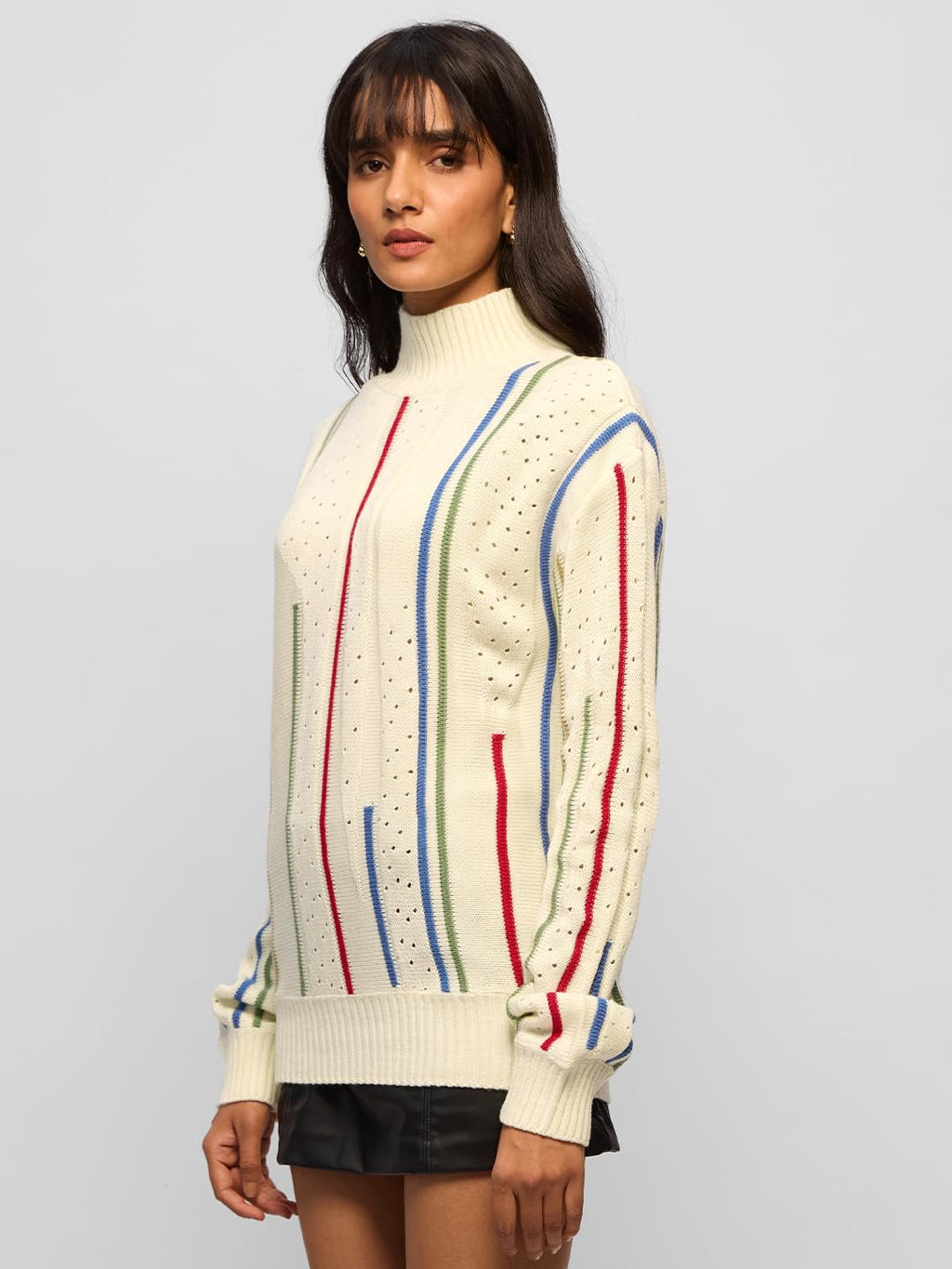 The Souled Store Pointelle Knitted Sweater : Eden Cable Knit Women Oversized Sweater