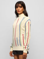 The Souled Store Pointelle Knitted Sweater : Eden Cable Knit Women Oversized Sweater