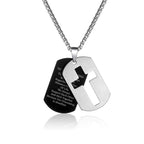 P.Blake Dog Tag Cross Necklace for Friend Stainless Steel Cross Pendant Christian Religious Jewelry Christmas Gifts for Men Boys