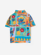 The Souled Store Lilo & Stitch: Pineapple Girls Short Sleeves Collared Neck Button Front Multicolour Printed Cotton Tops (2-8 Yr