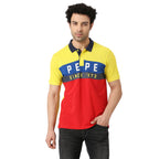 Pepe Jeans MenS Regular Fit Colour Block Polo T-Shirts Yellow