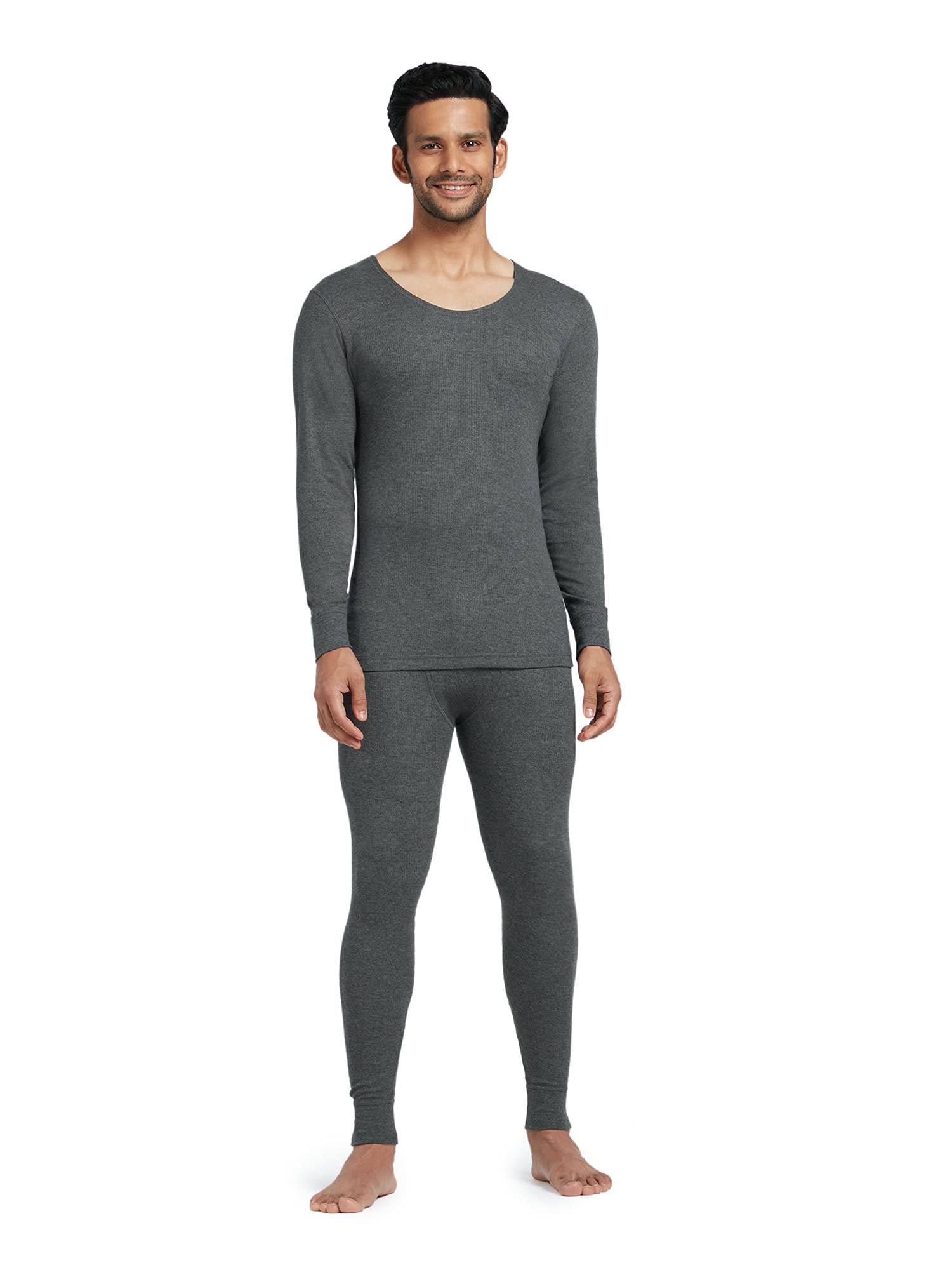XYXX Mens Thermal Set | Antibacterial, Skin Friendly with Superior Heat Retention | Slim Fit Solid Alpine IntelliHeat Thermal S