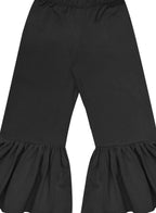 A.T.U.N. (ALL THINGS UBER NICE) Girls High Rise Regular Elasticated Waistband Casual Ruffle Pants Black