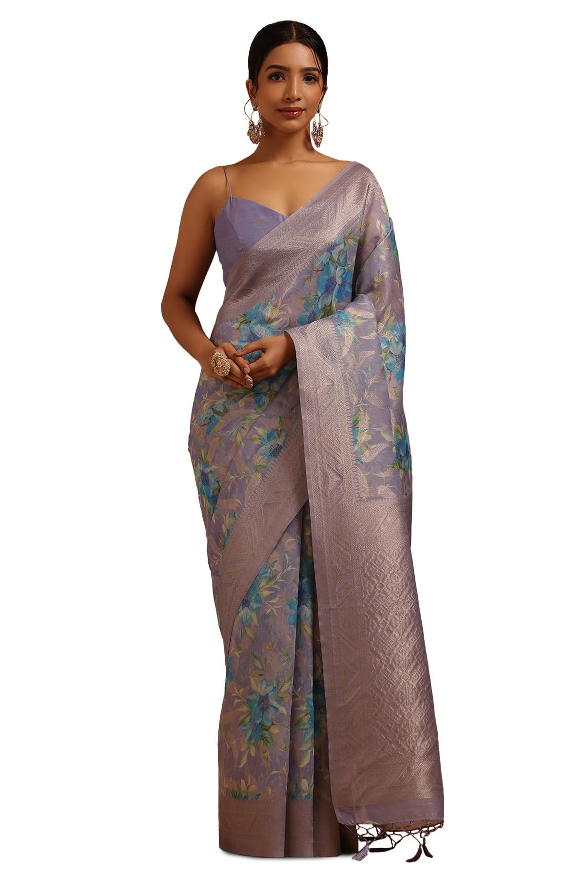Soch Women Chanderi Floral Zari Woven Work Saree