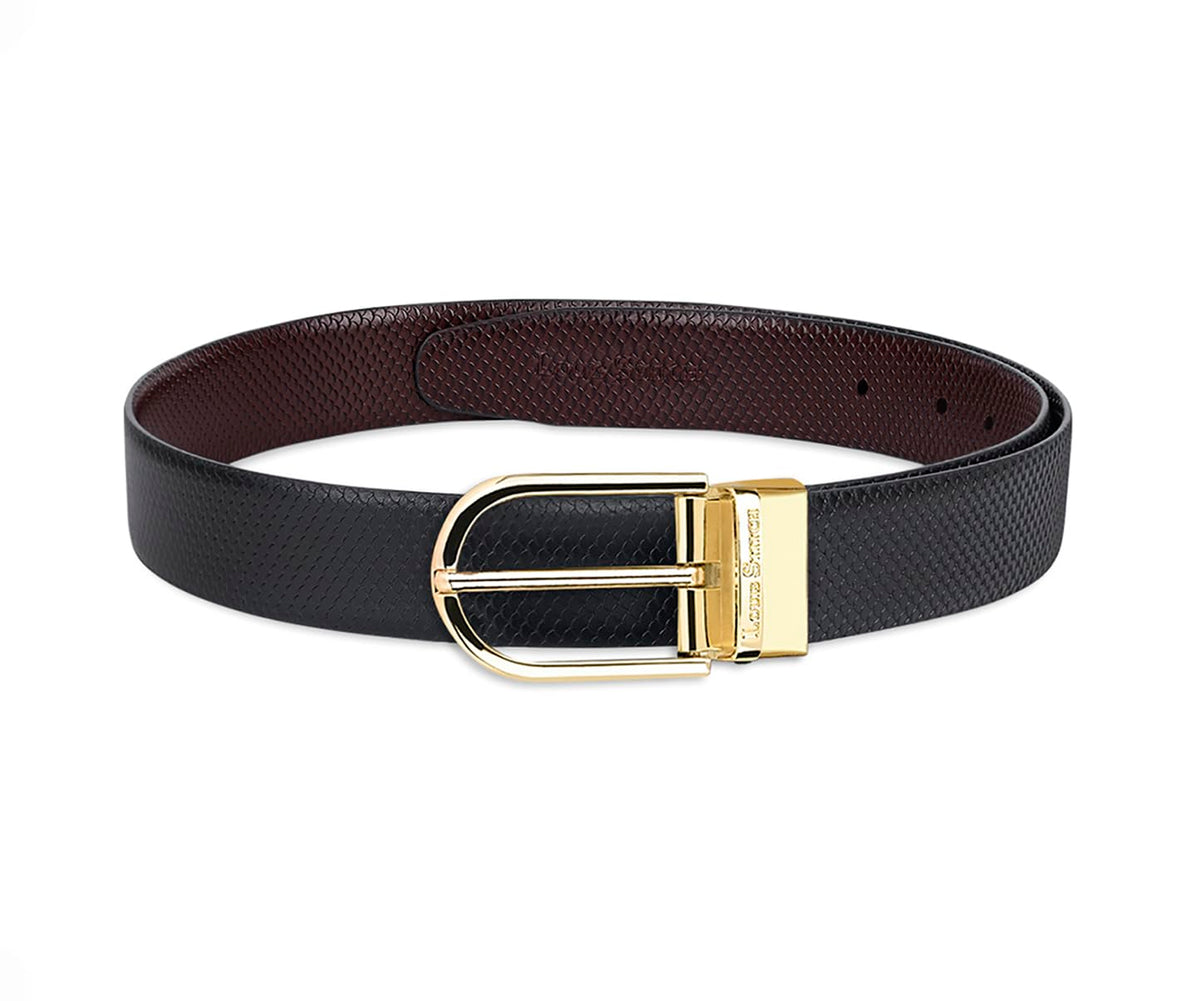 Louis Stitch MenS Reversible Italian Leather Belt With For Men 1.25 Inch (35Mm) Waist Strap Black Brown Belt With Golden Buckle 42
