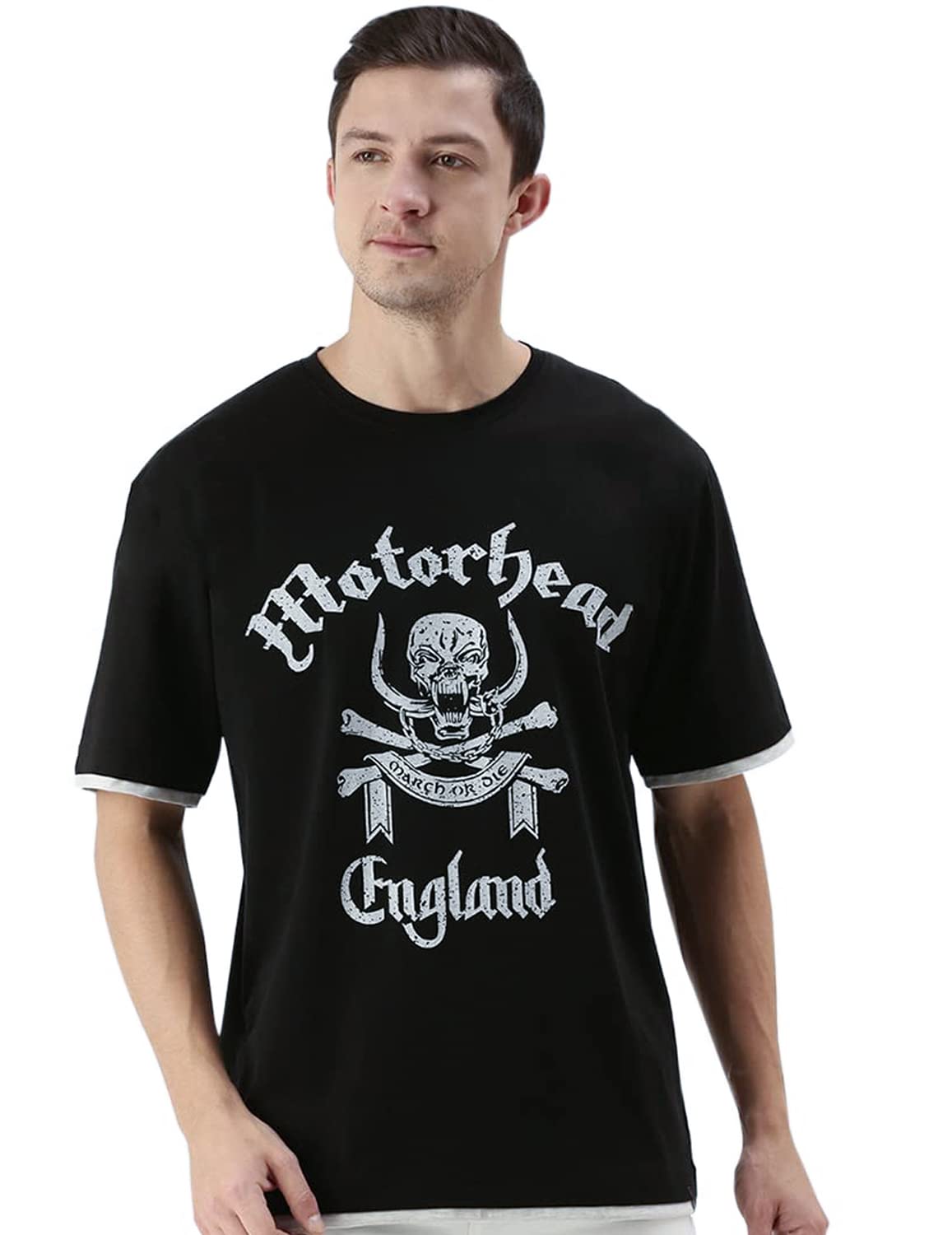Veirdo Men's Oversized Motorhead Printed Short Sleeve T-Shirt