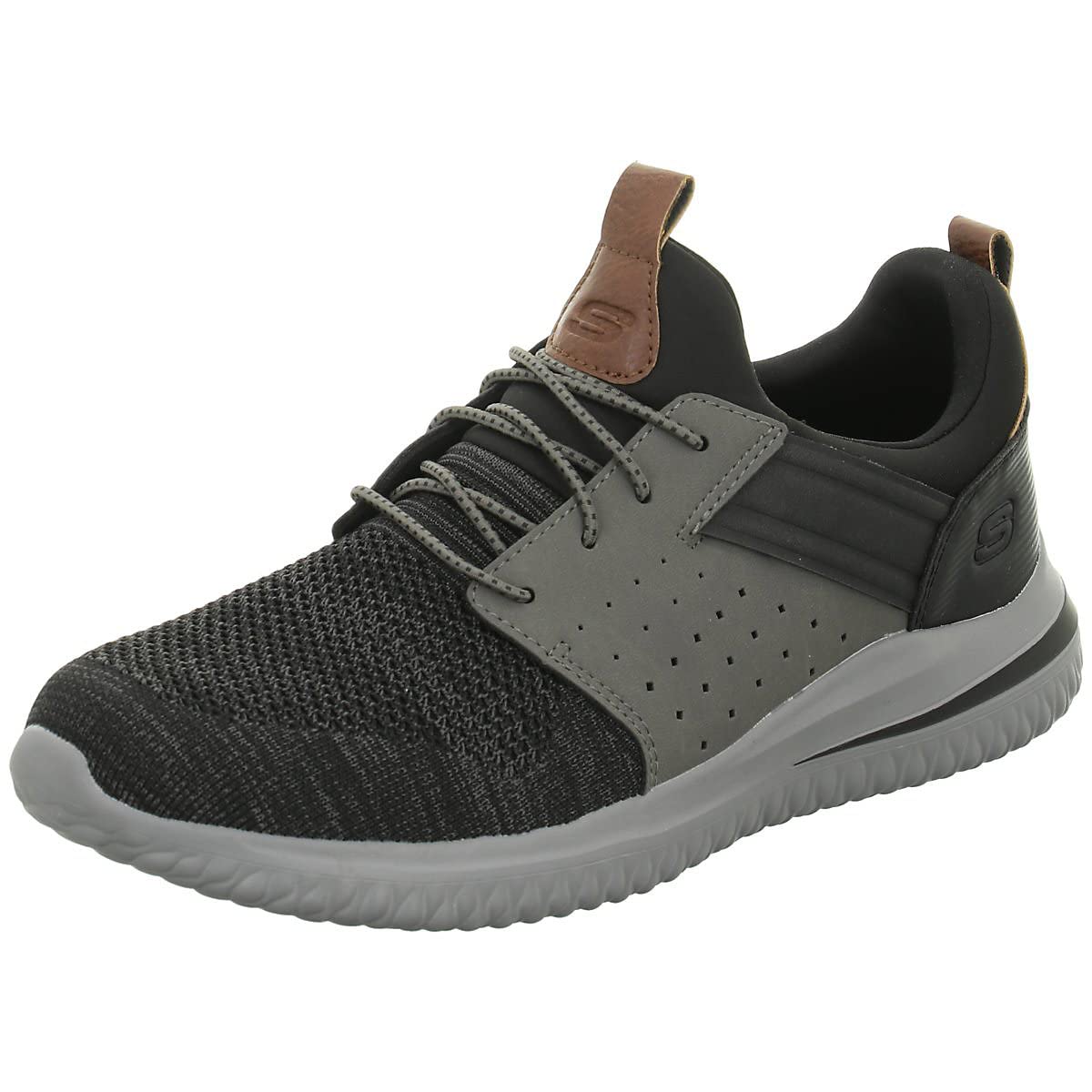 Skechers Men Delson 3.0 Cicada Knitted Bungee Lace Slip-On Casual Shoes