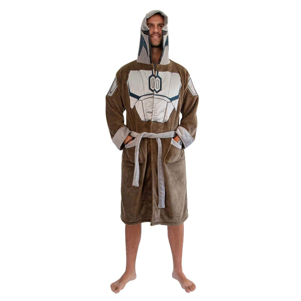 Star Wars: The Mandalorian Bounty Hunter Hooded Bathrobe for Men And Women | Soft Plush Spa Robe for Shower | Lightweight Fleece