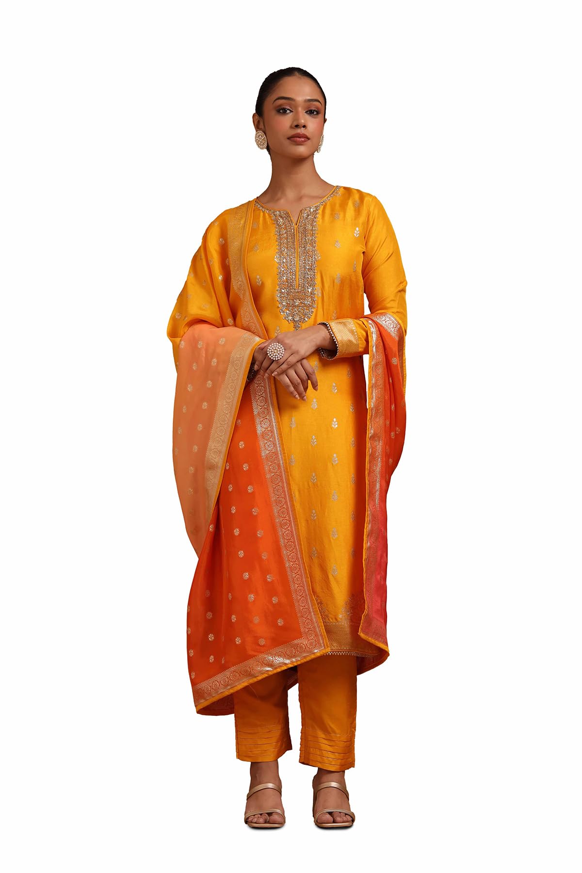 Soch Women Viscose Blend Zari Woven Suit Set with Cutdana
