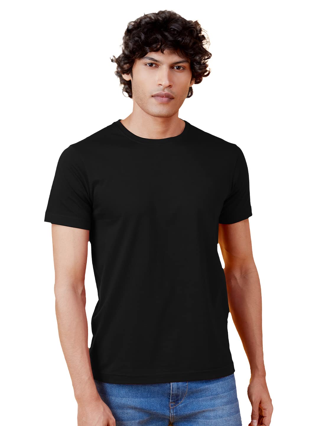 The Souled Store Solids: Black Unisex Solid Cotton T-Shirt Black