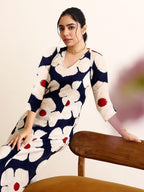 ANNI DESIGNER Ladies Cotton Blend Kurta & Trousers, Light Brown::Blue, S