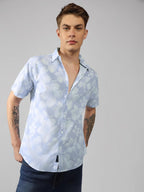 Dennis Lingo MenS| Blue| Half Sleeve| Spread Collar| Printed| Relaxed Fit| Casual Shirt