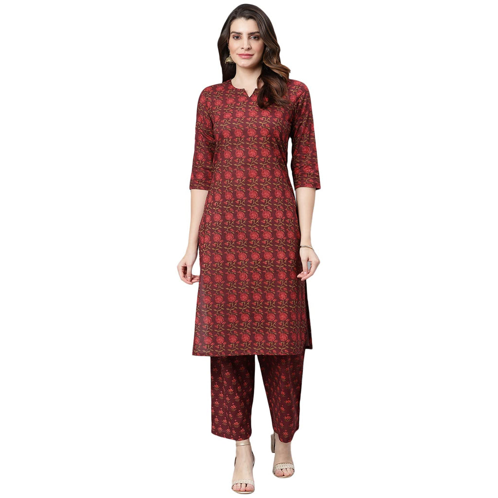 Idalia Maroon Printed Kurta Set
