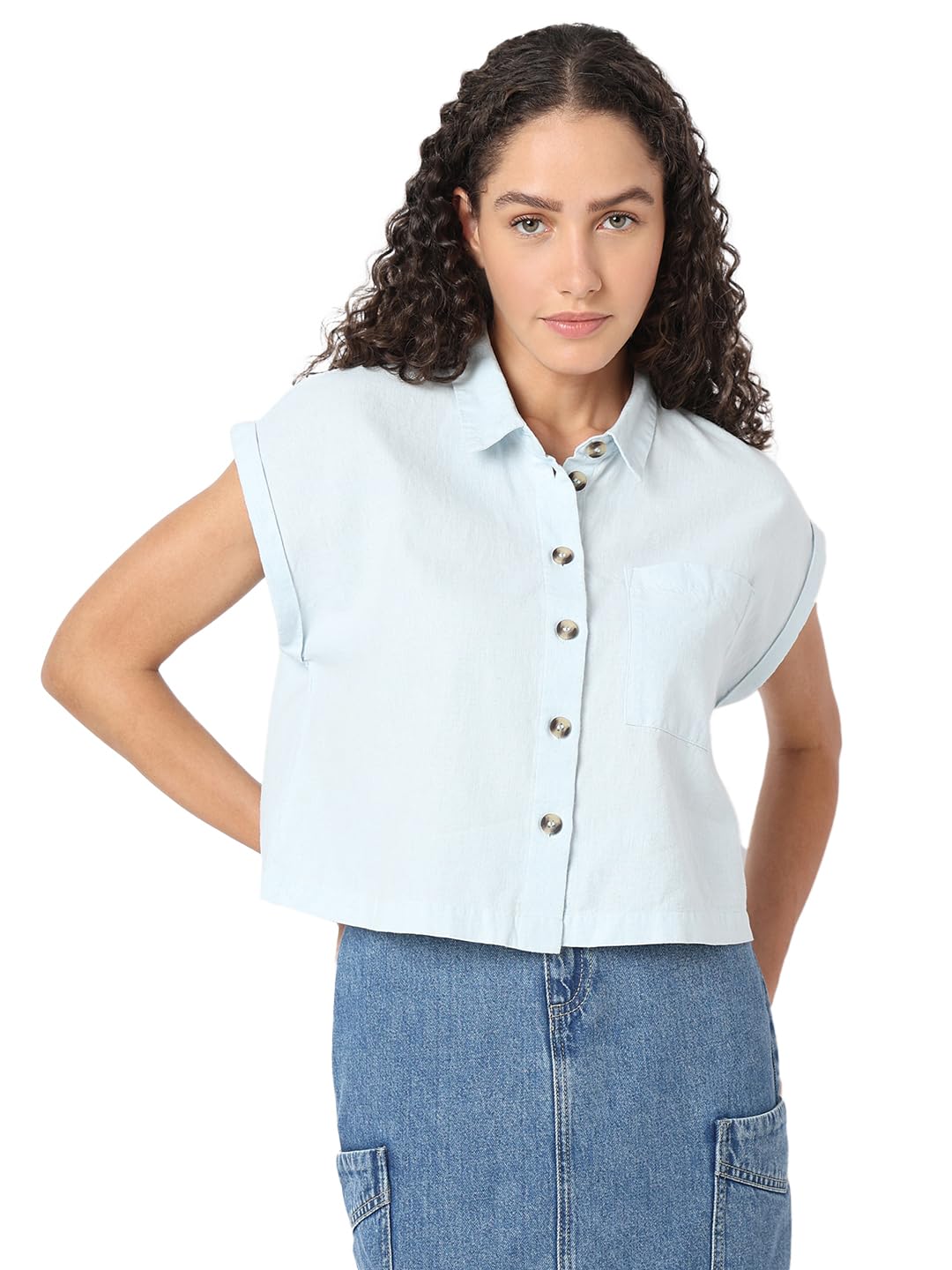 Vero Moda Women Abstract Print Black Viscose Regular Fit Shirt