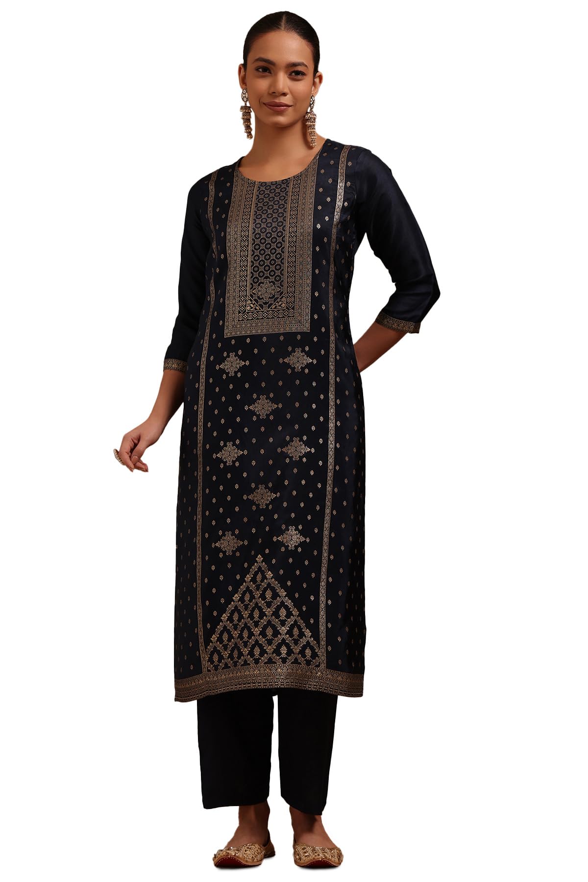 Soch Women Russian Silk with Zari Woven Kurta Set with Zari Woven