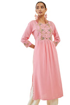 Soch Women Rayon Kurta with Floral Embroidered Designs