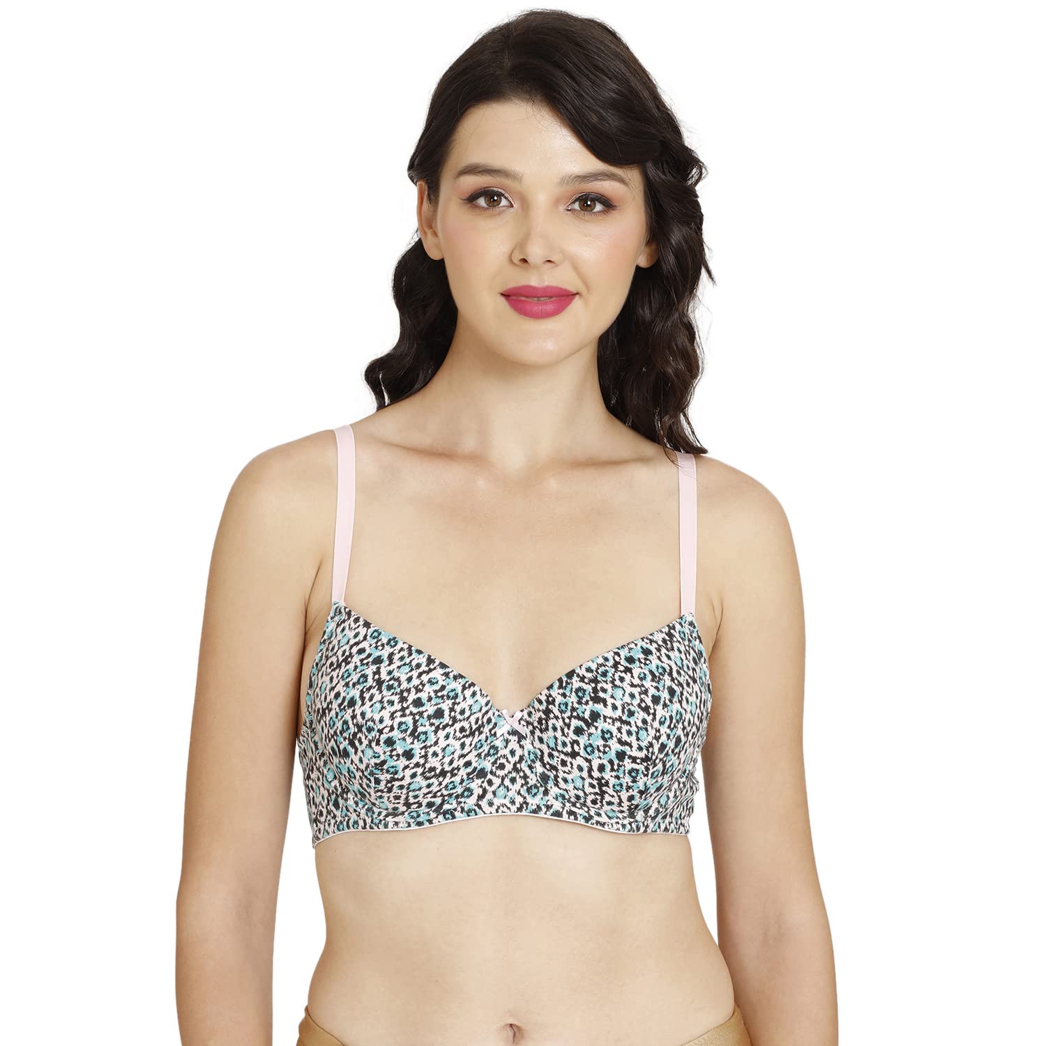 Rosaline by Zivame Womens Polyester Cotton Padded Wired Casual 3/4Th Coverage T-Shirt Bra (RO1212FASHHASRT0036D_White_36D)